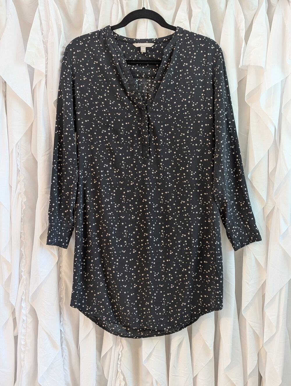 Banana Republic Starry Night Tunic Dress Womens 6 Navy Blue White Stars Mini